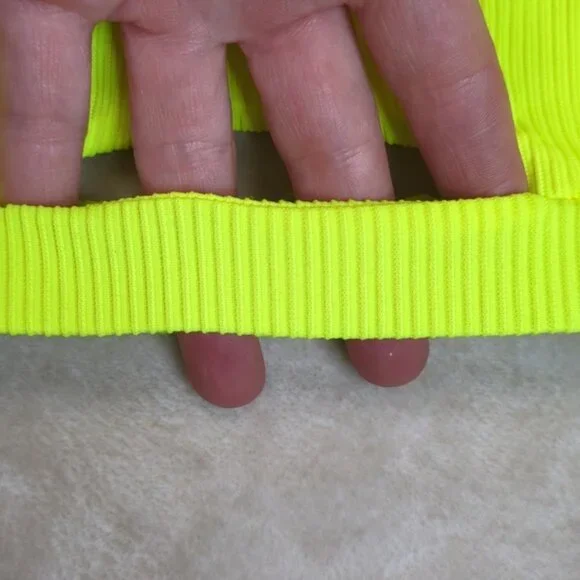 Neon Yellow Ribbed Cutout Bikini Top Size Small - Picture 5 of 9